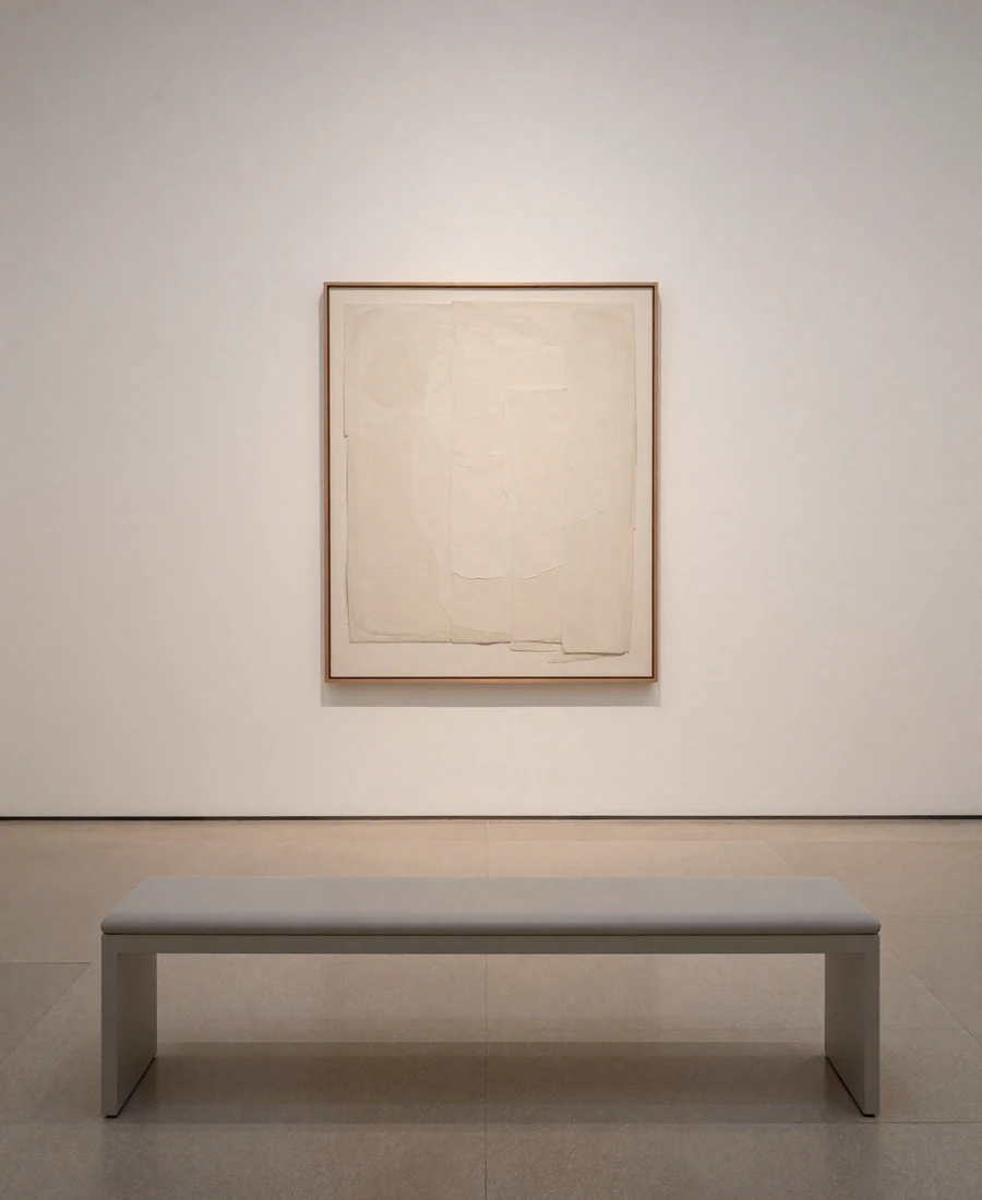 Empty gallery bench and artwork - a structured first-meetup format for new Club members