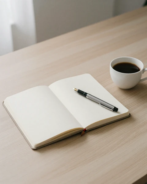 Notebook and pen still life - accompanying a Club member testimonial about quality over quantity