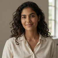 Maya, a small penis dating community member, in a close-up editorial portrait