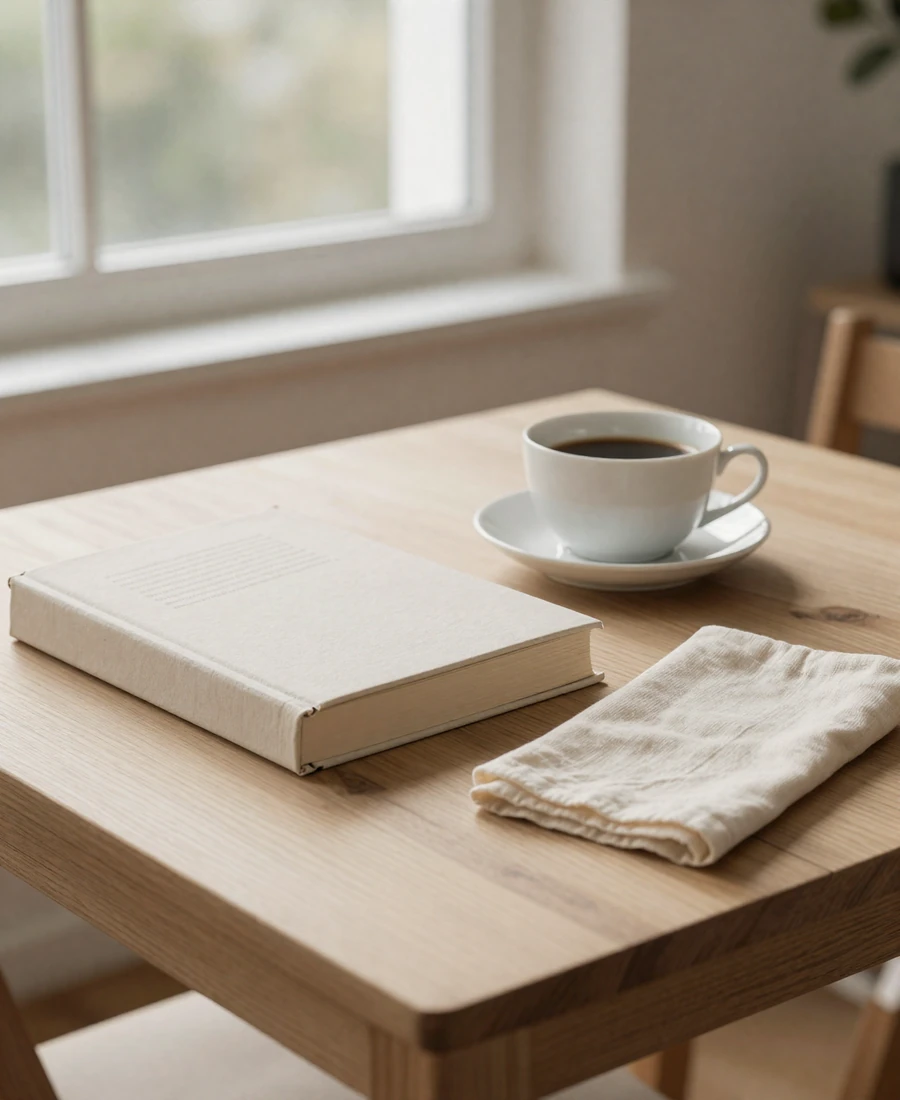 Still life of a book and coffee - representing the thoughtful, grown-up tone of the kink personals community on Gemcitydating