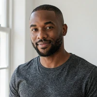 Theo, a married member of this inclusive dating app, in a close-up editorial portrait